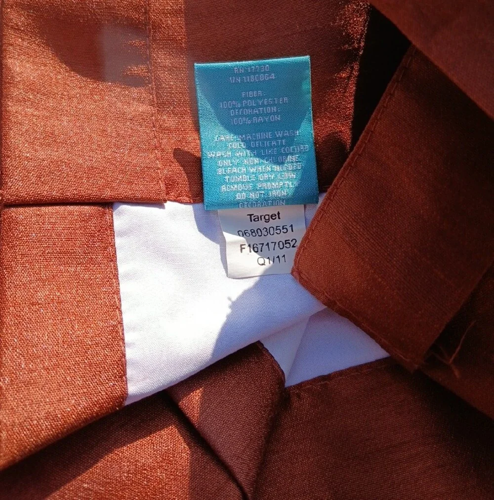 Copper Brown Floral Embroidered Curtain Panels Set of 4